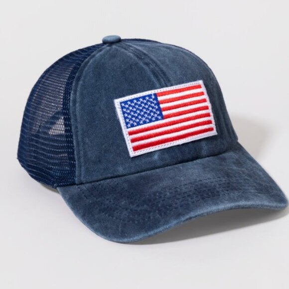 Classic American Flag  Baseball Cap Trucker Hat Baseball Cap Adjustable One Size - Picture 1 of 3